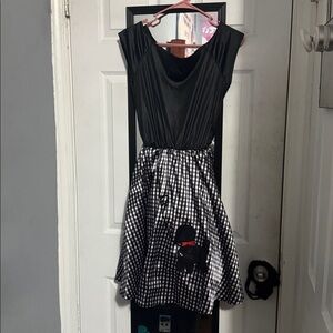 Black Plaid 50s Poodle Dress Hallowen Costume M/L